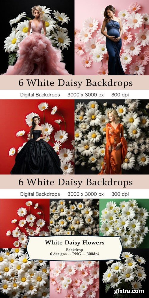 White Daisy Flowers Backdrops