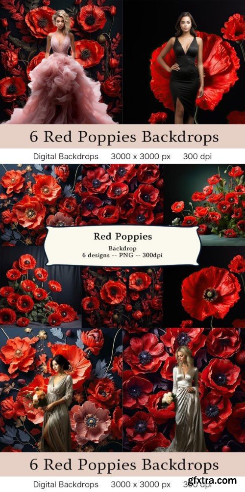 Red Poppies Backdrops