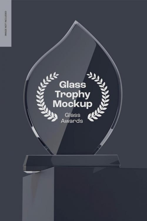 Premium PSD | Glass trophy mockup, on podium Premium PSD