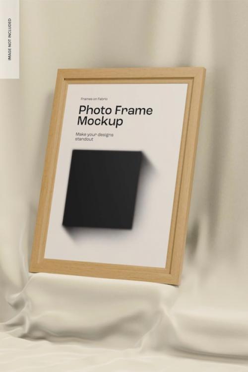 Premium PSD | Photo frame on fabric stage mockup, perspective Premium PSD