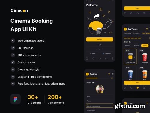 Cinecon - Cinema Booking App UI Kit Ui8.net