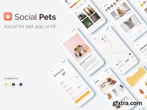 Social Pets App UI Kits Ui8.net