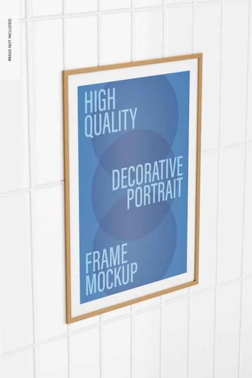 Premium PSD | Decorative portrait frame mockup, perspective Premium PSD