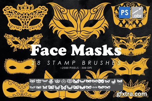 28 Facial Masks Photoshop Stamp Brushes 3M6LN2C