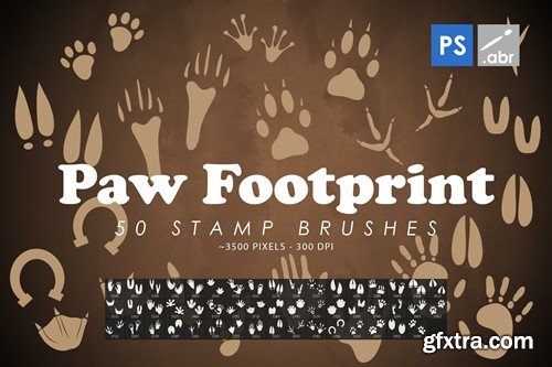 50 Paw Footprint Photoshop Stamp Brushes PWXAUZR