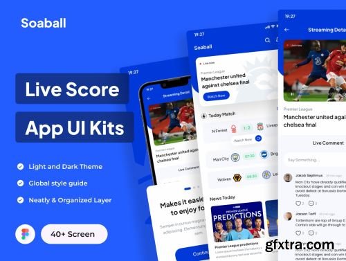 Soaball - Live Score & Streaming Football Apps UI Kits Ui8.net