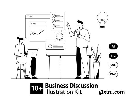 Business Discussion Illustration Kit Ui8.net