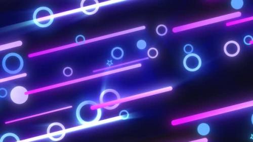 Videohive - Blue purple glowing geometric abstract background pattern of flying lines and circles - 47898724