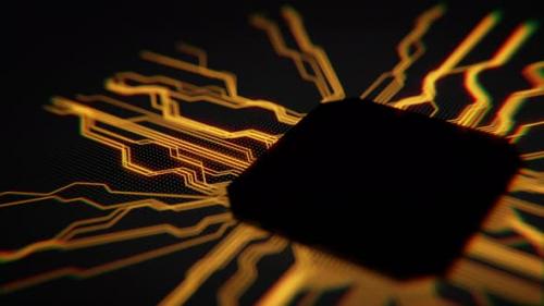 Videohive - Computer Chip Falling In Place - 47901080
