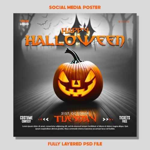 Premium PSD | Modern psd happy halloween day social media poster deign 2023 Premium PSD