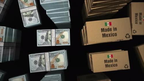 Videohive - Made in Mexico box and US Dollar money pack loop 3d - 47906973