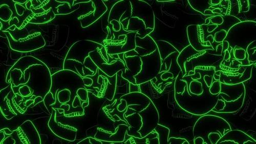 Videohive - Illustrated Neon Green Skulls - 47910067