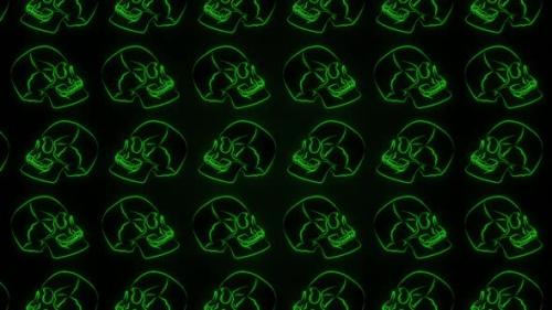 Videohive - 2 D Skulls Green Motion Pattern - 47910076
