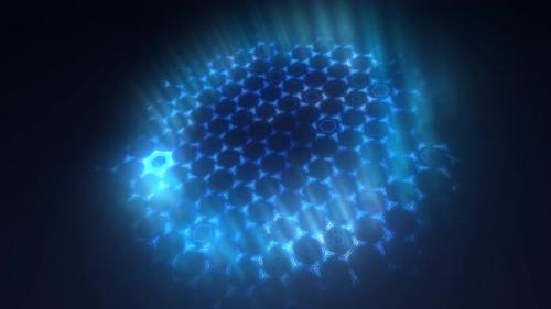 Videohive - Abstract blue background pattern of hexagons glowing futuristic digital energy magical bright - 47911647