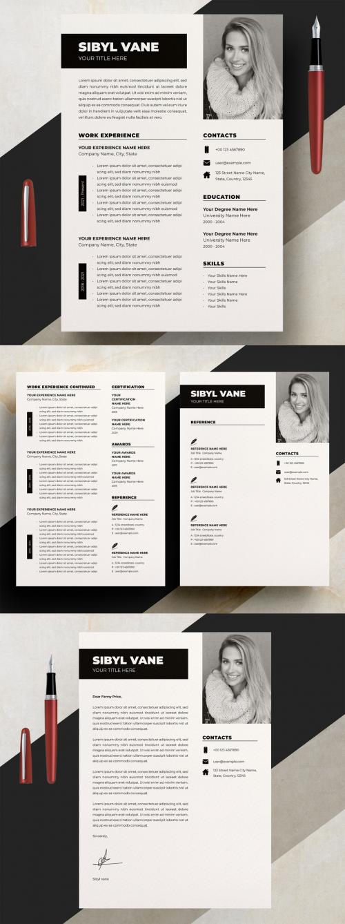 Resume Layout with Dark Accents 640542009