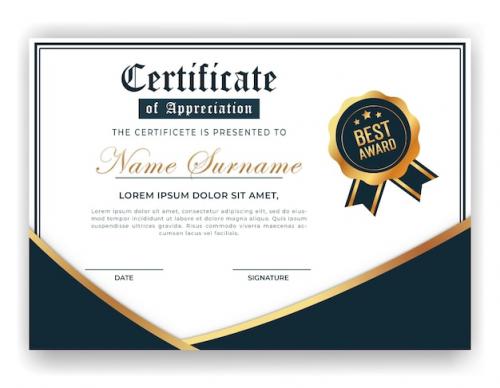 Premium PSD | Appreciation and achievement certificate template design Premium PSD