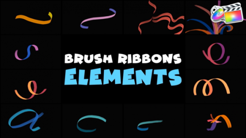 Videohive - Brush Ribbons Elements | FCPX - 47948495