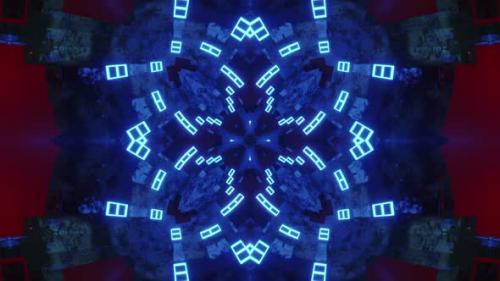Videohive - Blue and black abstract design with red background and blue and white design. Kaleidoscope VJ loop - 47960164
