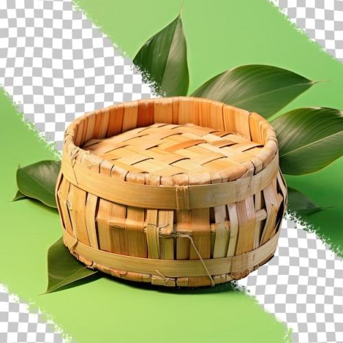 Premium PSD | Bamboo basket on foliage background Premium PSD