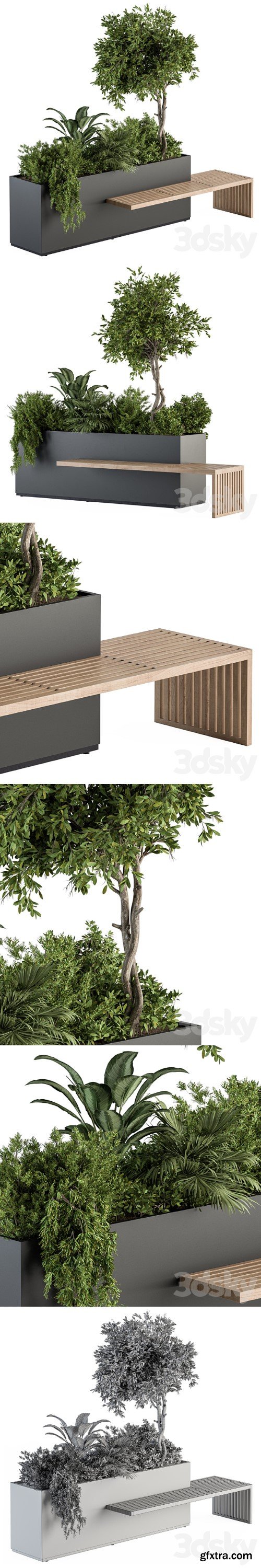 Urban Furniture / Plant Box with Bench - Set 28