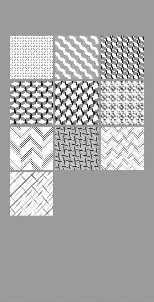 Seamless Pattern Collection with Simple Black and White Geometric Shapes 640476848