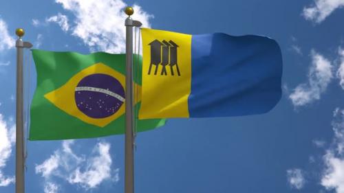 Videohive - Brazil Flag Vs Porto Velho City Flag On Flagpole - 47962620