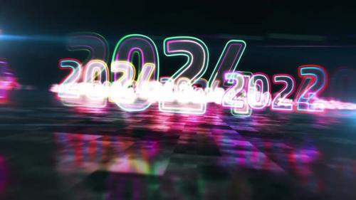Videohive - 2024 year abstract neon in cyberspace - 47963969