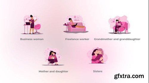 Videohive Female Family - Flat Female Elements Concept 48039289