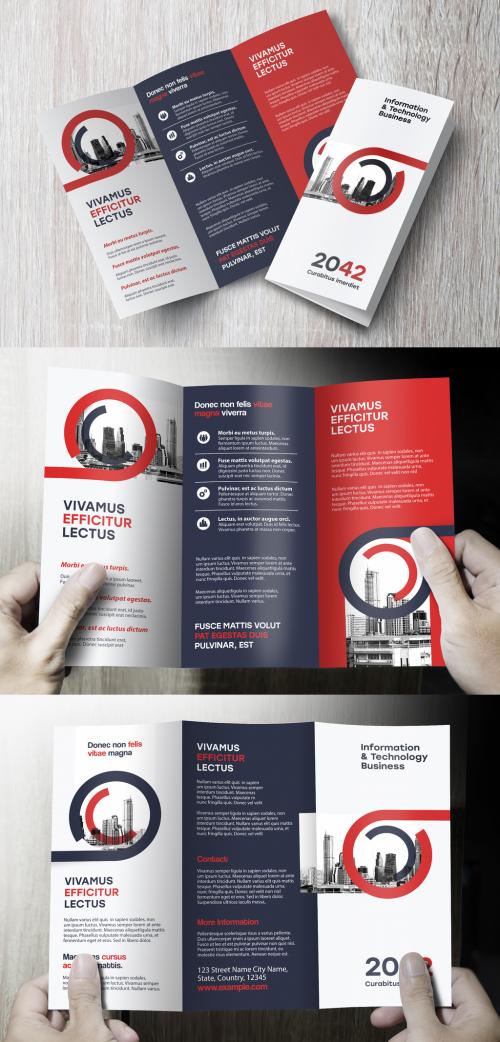 Blue and Red Trifolds Brochure Layout 640119956