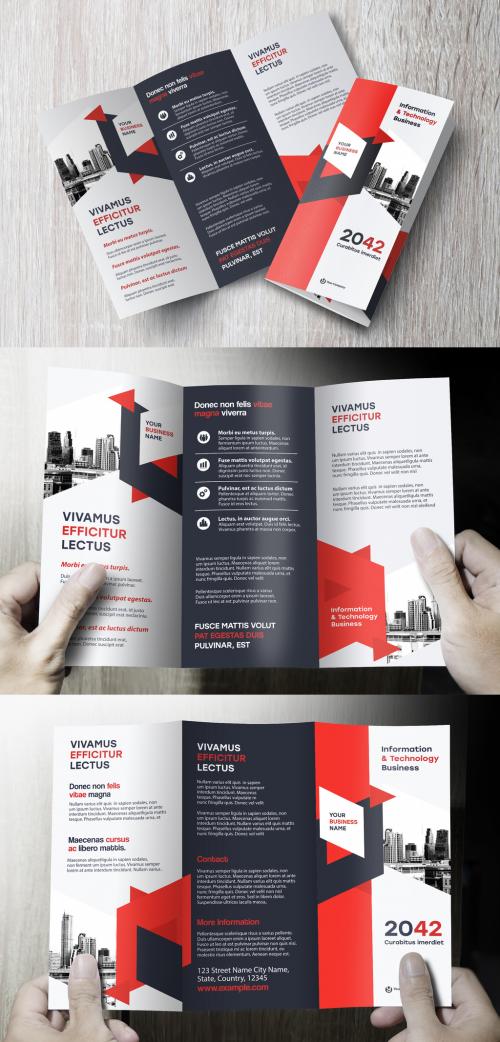 Red and Black Trifolds Brochure Layout 640119944