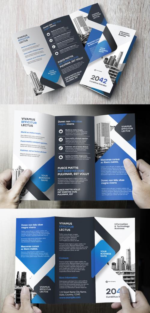 Blue and Black Trifolds Brochure Layout 640119929