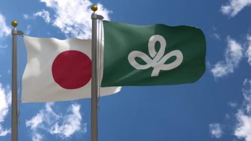 Videohive - Japan Flag Vs Miyagi Prefecture Flag On Flagpole - 47967943