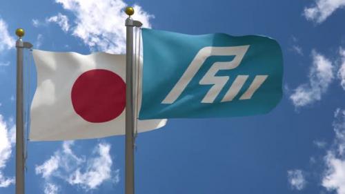 Videohive - Japan Flag Vs Ishikawa Prefecture Flag On Flagpole - 47967951