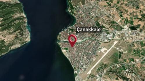Videohive - Çanakkale City Map Zoom (Turkey) from Space to Earth - 47970594