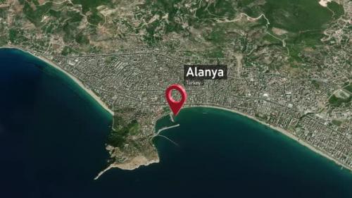 Videohive - Alanya City Map Zoom (Turkey) from Space to Earth - 47970606