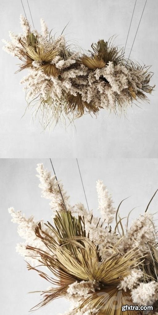 Pendant Decor Pampas Grass And Dried Palm Leaves