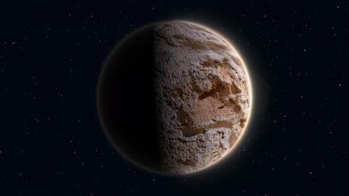Videohive - Abstract realistic space planet with a stone relief surface in space - 47955682
