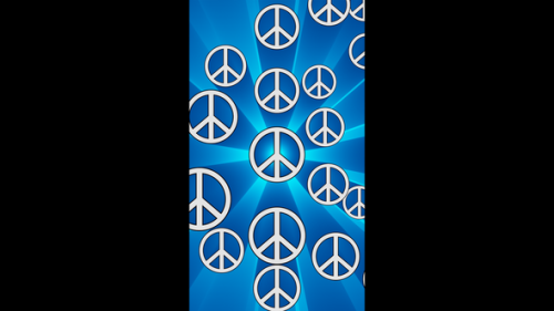 Videohive - Vertical video moving peace symbols animation in blue glow - 47955734