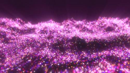 Videohive - Purple waves from energy particles magical high tech futuristic light dots abstract - 47957274