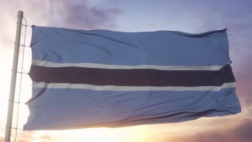 Videohive - Realistic Flag of Botswana National Botswana Flag Africa Botswana Waving Flag in Blue Sky - 47957536