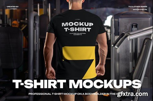 Mockups of the Men\'s T-shirt on the Bodybuilder CMRJZ4F