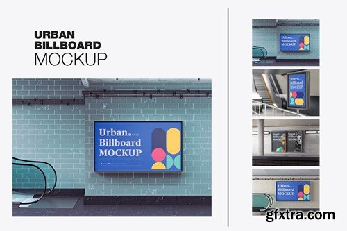 Set Subway Billboard Advertisement Scene Mockup V8WQ667