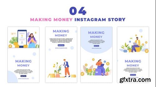 Videohive Flat Style Online Income Character Design Instagram Story 48059387