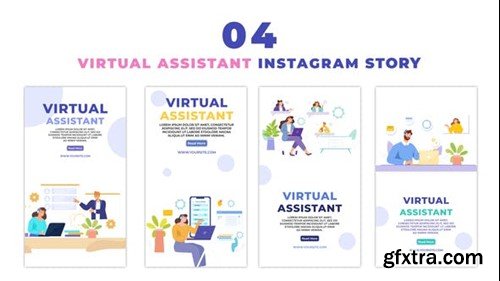 Videohive Vector Flat Style Virtual Assistant Scene Instagram Story 48058726