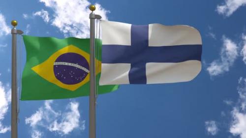 Videohive - Brazil Flag Vs Finland Flag On Flagpole - 47962608