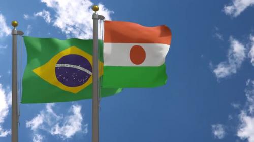 Videohive - Brazil Flag Vs Niger Flag On Flagpole - 47962614