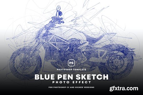Blue Pen Sketch Effect Y8FZSSB