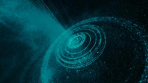 Videohive - Green Shiny Galaxy Particles And Rings Lights - 47975589