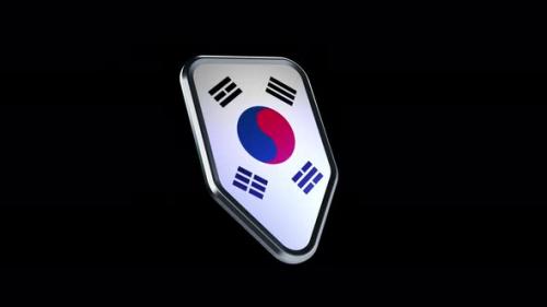 Videohive - the appearance of a metal badge with the flag of the country " South Korea " alpha channel - 47975937