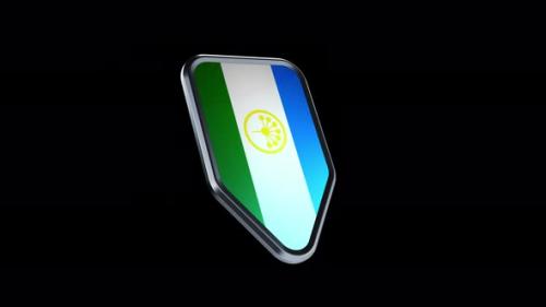 Videohive - the appearance of a metal badge with the flag of the country " Bashirskastan " alpha channel - 47975938